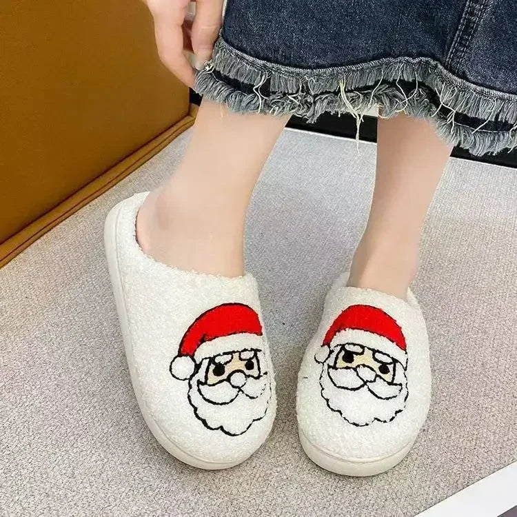 Slippers women's ins cute soft and cute Christmas tree cotton slippers indoor baotou velvet warm non-slip home cotton shoes