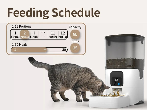 Smart Automatic Cat Feeders Wi-Fi Pet Feeder with APP Control for Remote Feeding Detachable for Easy Clean Cat Food