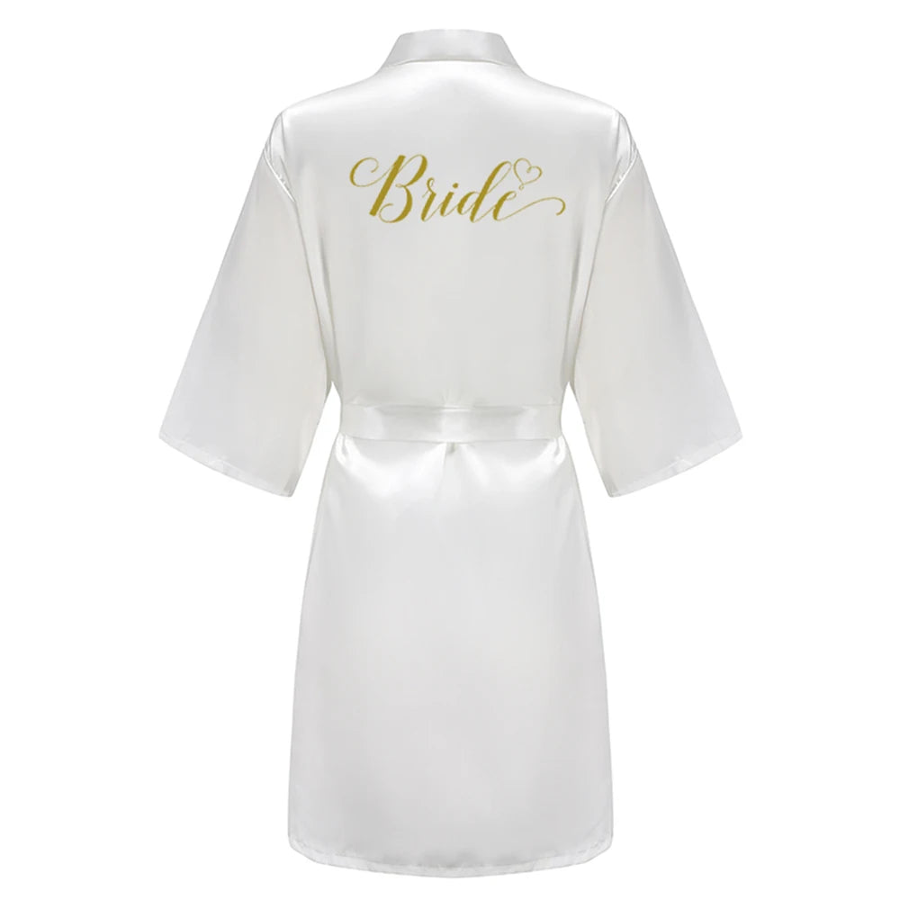 Wedding Bride Bridesmaid Robes for Women Bridal Party Gifts Team Dress Gown Silk Satin Sleepwear Kimono Sexy Summer Bathrobe