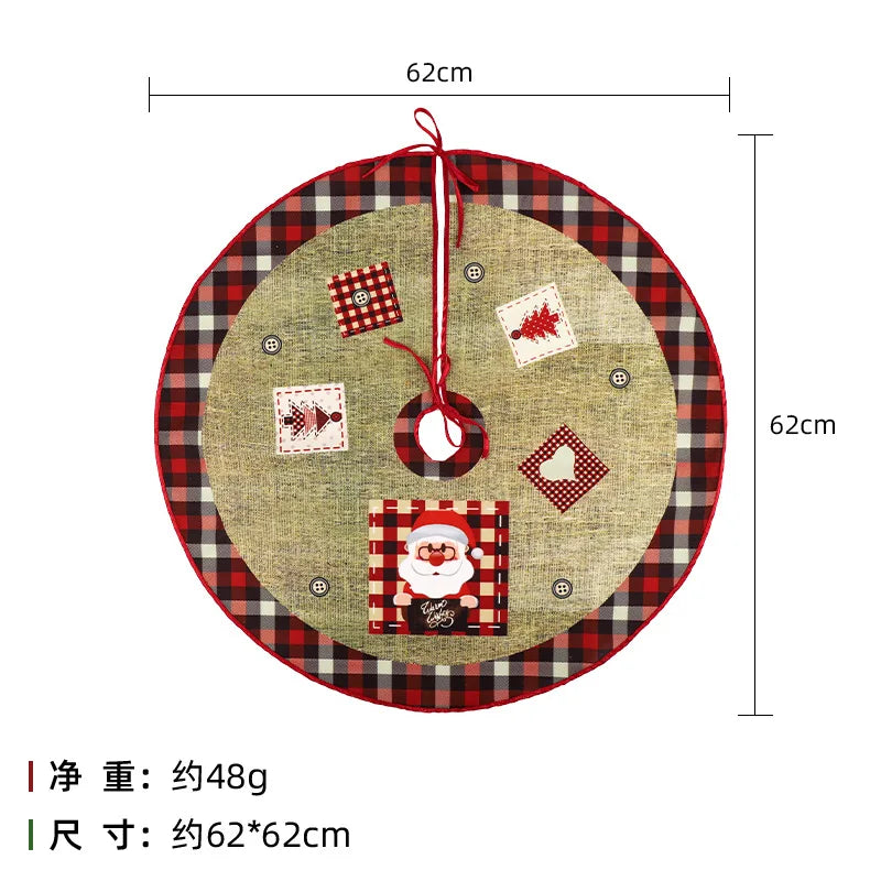 60Cm Christmas Tree Skirt Red Christmas Tree Foot Cover Santa Claus Snowflake Christmas Tree Carpet Base Mat Decorations