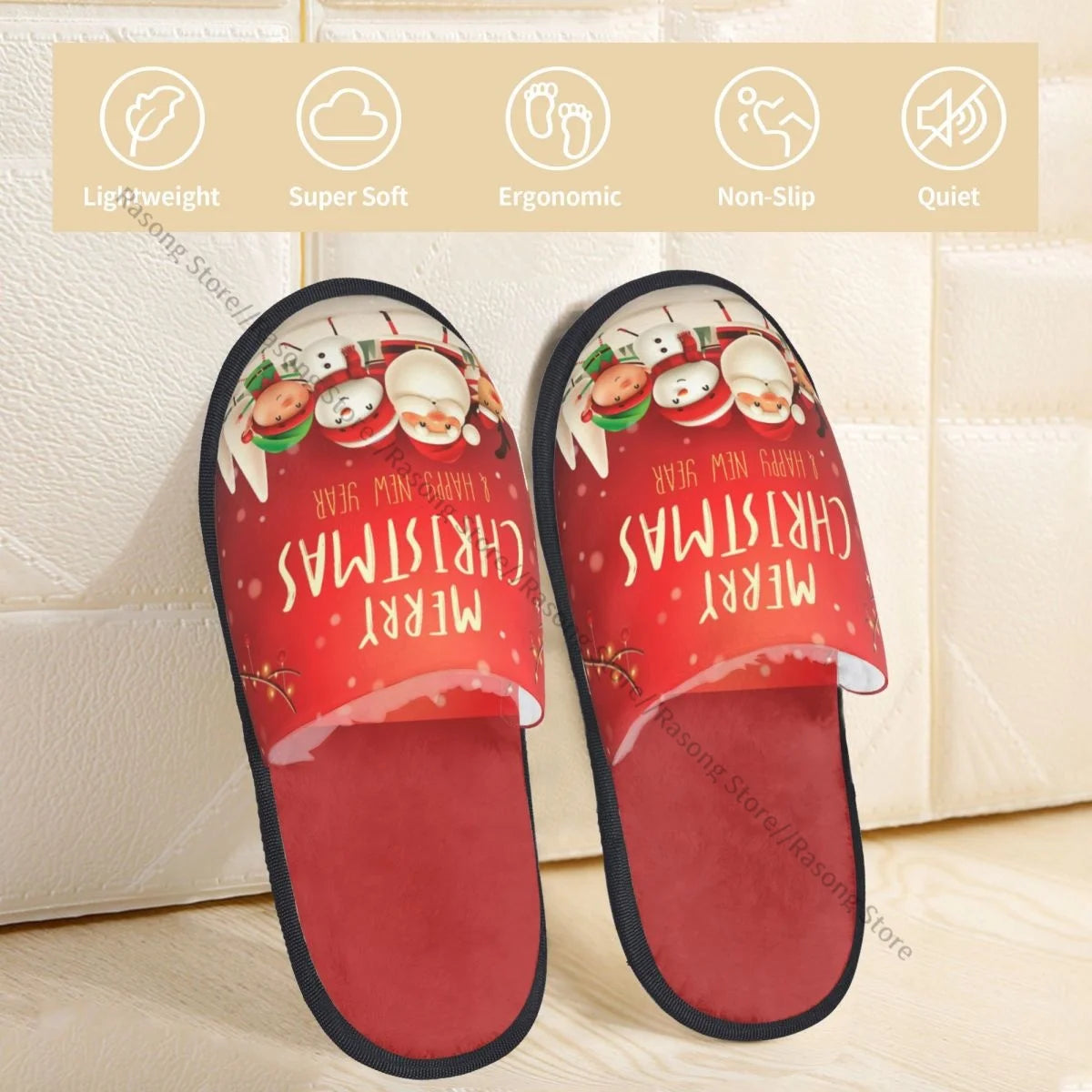 Winter Slipper Woman Man Fluffy Warm Slippers Santa Claus Snowman Reindeer And Elf In Christmas House Slippers Shoes