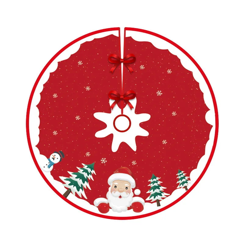 Christmas Tree Skirts Santa Claus Snowflake Printed Xmas Tree Bottom Decor Mat Merry Christmas Home Party Supplies Decoarations