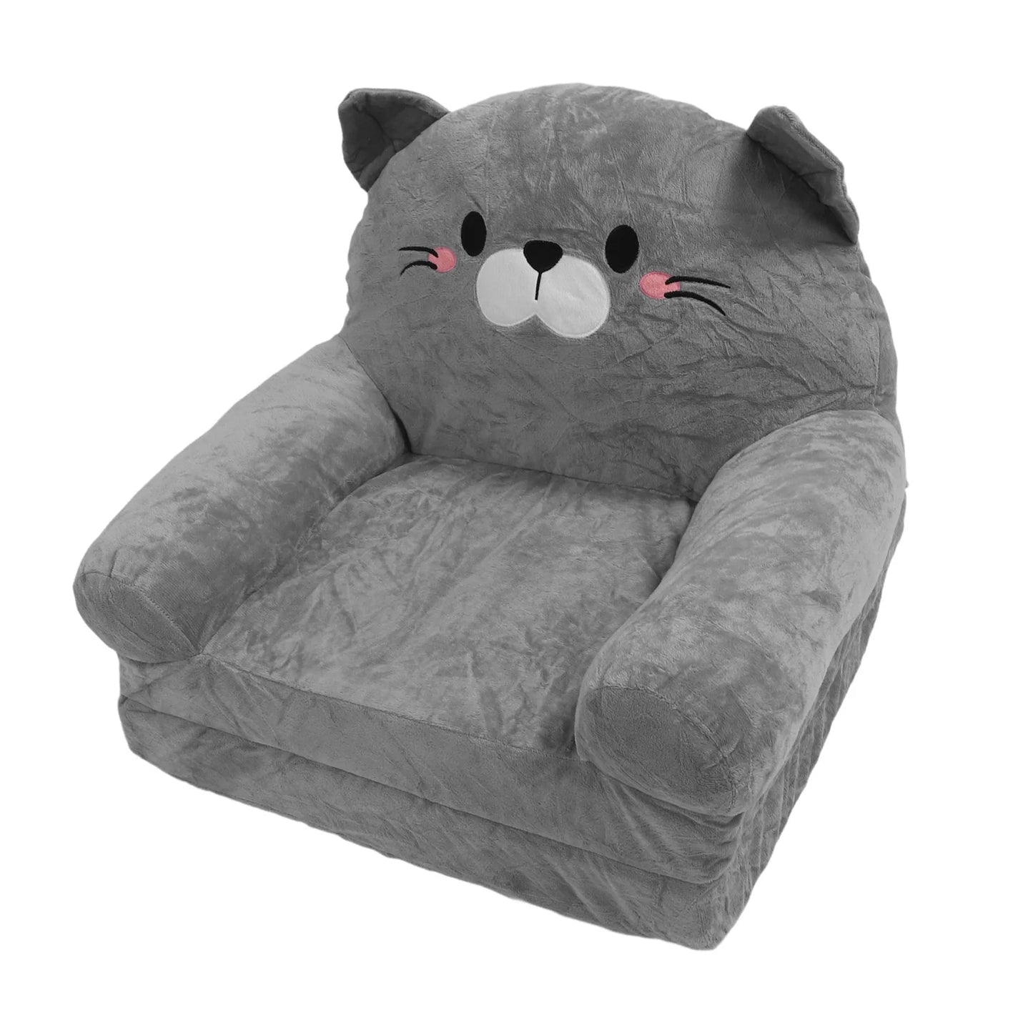 Folding Lazy Sofa Plush Toddler Chair Cute Cat Seat Cushion Soft Bean Bag For Home Office