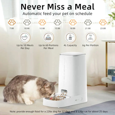 Automatic Cat Feeder Pet Smart Wi-Fi Cat Food Kibble Dispenser Remote Control Auto Feeder For Cat Dog Dry Food Accessories