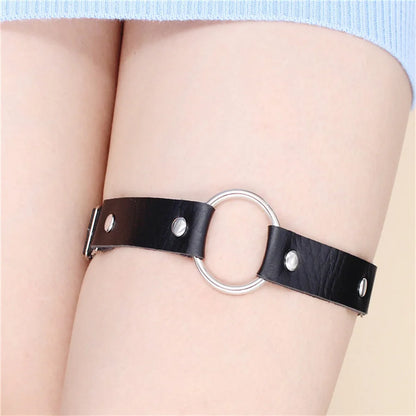 Heart Sexy PU Leather Garter Belt Sexy Women Elastic Punk Garters Bondage Leg Ring Harness Adjustable Size Stockings Party Gifts