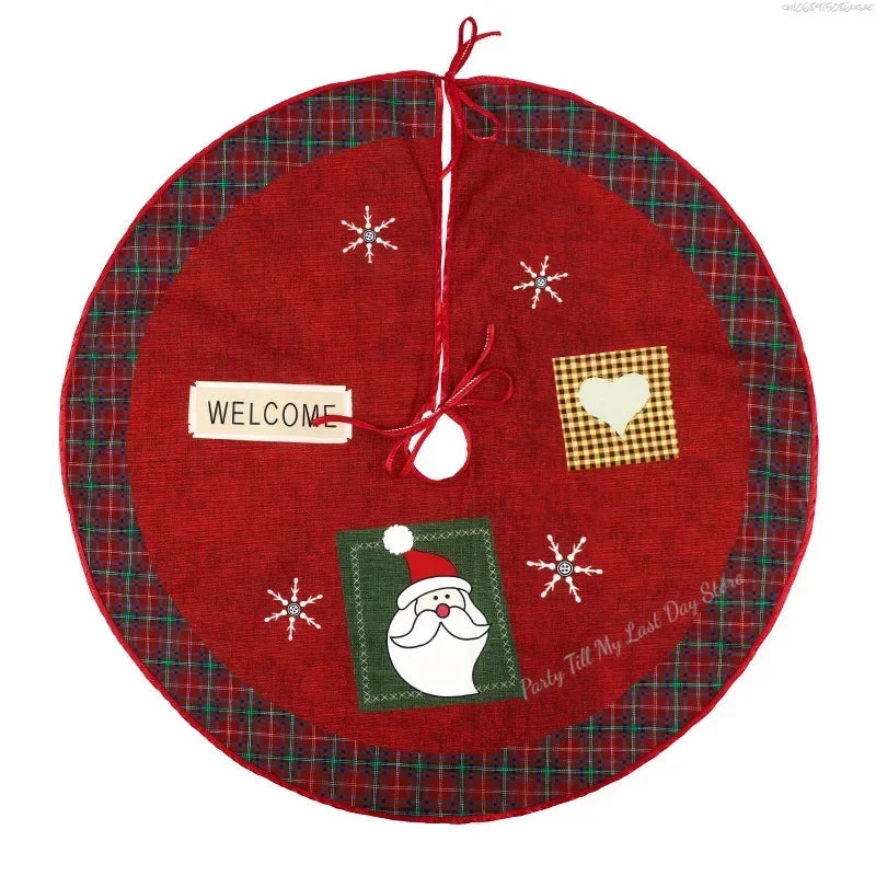 60Cm Christmas Tree Skirt Red Christmas Tree Foot Cover Santa Claus Snowflake Christmas Tree Carpet Base Mat Decorations