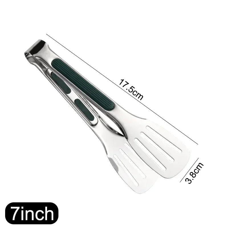 7/9/12inch Stainless Steel Food Clip Non Slip BBQ Tongs Silicone Non-slip Handle Meat Salad Bread Clip Home Kitchen Baking Tool