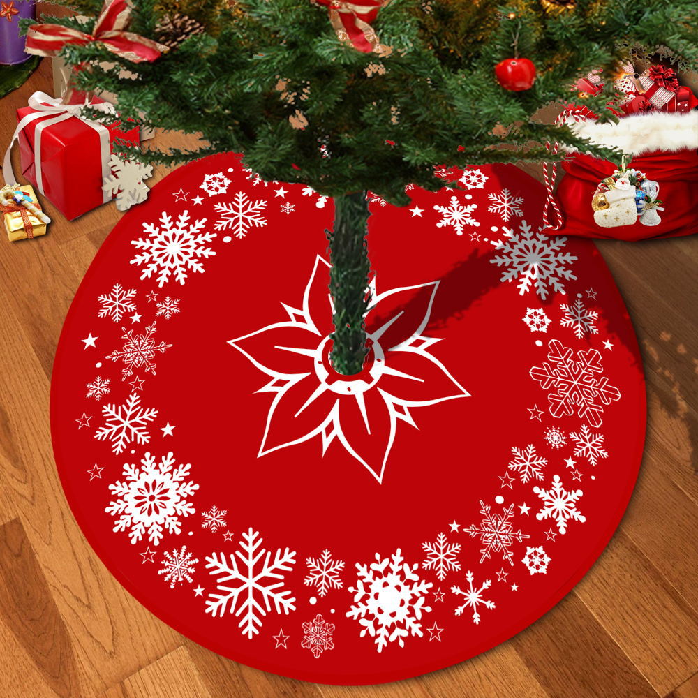 72/92/122Cm Christmas Tree Skirt Red Christmas Tree Foot Cover Santa Claus Snowflake Christmas Tree Carpet Base Mat Decorations