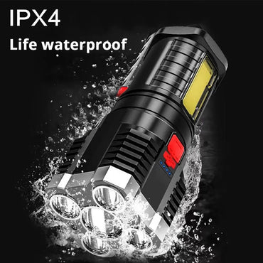 5-LED High-Power Rechargeable Camping Spotlight with Side Light, 3 Lighting Modes for Outdoor Adventures