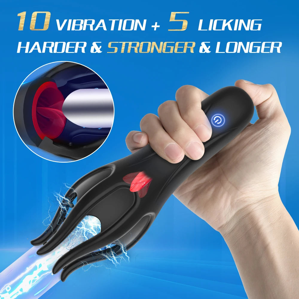 Male Glans Stimulate Massager 10 Modes Penis Delay Trainer Vibrator Rotate Masturbator Automatic Oral Climax Sex Toy For Men