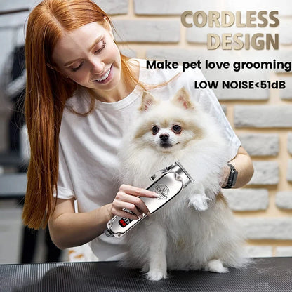 Professional Dog Hair Clipper All Metal Rechargeable Pet Trimmer Cat Shaver Cutting Machine Puppy Grooming Haircut Low Noice