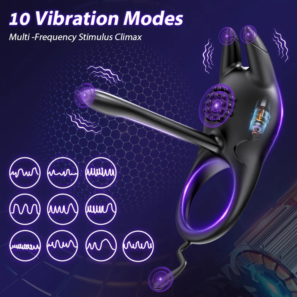 Vibrating Penis Ring Sex Toys - 2 In 1 Vibrating Cock Ring With 10 Vibration, Silicone Adult Toy , Adult Sex Toys For Couples