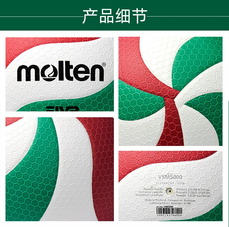 Original Molten V5M5000 Volleyball Standard Size 5 PU Ball for Students Adult and Teenager Competition Training Outdoor Indoor