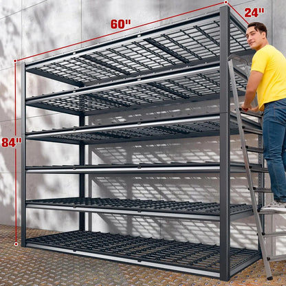 Garage Shelving 3500LBS Storage Shelves 6 Tier Metal Shelves Adjustable Shelving Units and Storage Rack 60" W x 84" H x 24" D