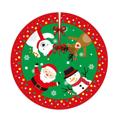 Christmas Tree Skirts Cartoon Santa Claus Elk Snowman Xmas Wreath Tree Skirt.