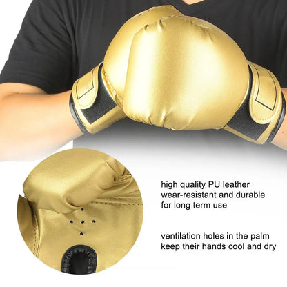 Kids Boxing Gloves Sandbag Sparring Mitts - Leather MMA Muay Thai Training Gear for Children