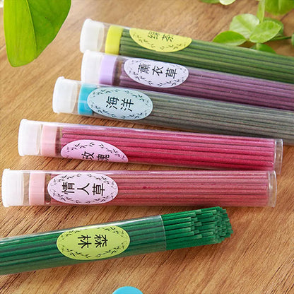 60Sticks Incense Burner Natural Aroma Purifying Air Incense Sticks Lavender Rose Freshener Aromatherapy Meditation Household