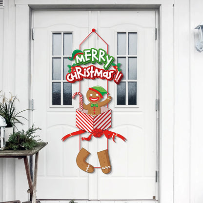 Merry Christmas Door Hanging Oranments Santa Claus Gingerbread Man Pendants Christmas Decoration Welcome Sign hanger Navidad