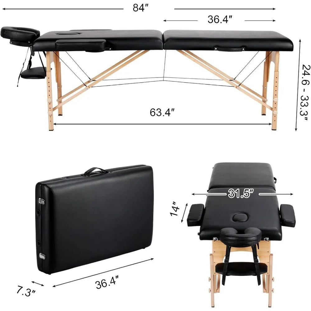 Portable eyelash bed massage table, used for eyelash extension, beauty, tattoo stand, and hydrotherapy with adjustable height