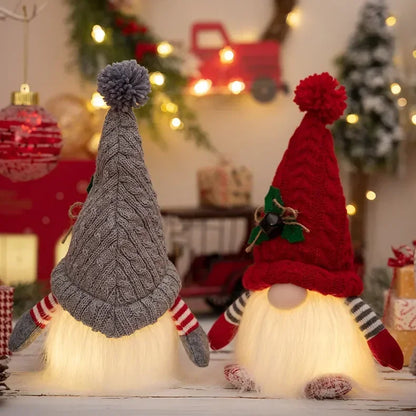 Glowing Knitted Gnome Doll with Led Night Light Christmas Decorations, Home Xmas Tree Decor