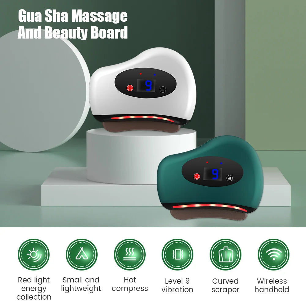 Electric Guasha Massager Hot Compress Eye Massager Stone Heating Vibration Scraping Neck Face Skin Lifting Removal Wrinkle Tool