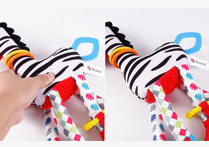 Soft Giraffe Zebra Animal Handbells Rattles Plush Infant Baby Development Handle Toys WIth Teether Baby Toy For Newborn Gifts