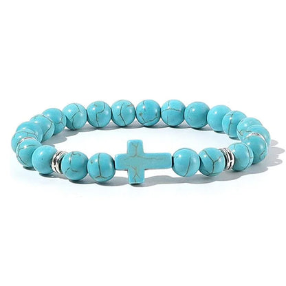 Prayer Men Natural Stone Wood Beads Rosary Hematite Cross Bracelets Onyx Meditation Bracelet Women Yoga Jewelry Homme Pulsera