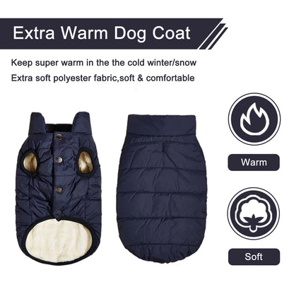 Winter Dog Clothes Outdoor Cold Proof Warm Dog Jacket with Fleece Cotton Lining Chihuahua French Bulldog Puppy Clothing Coat