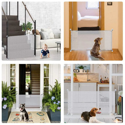 White Dog Fence Indoor Isolation Gate Portable Safety Foldable Retractable Stair Dogs Gate For Cat