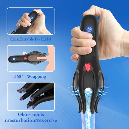 Male Glans Stimulate Massager 10 Modes Penis Delay Trainer Vibrator Rotate Masturbator Automatic Oral Climax Sex Toy For Men