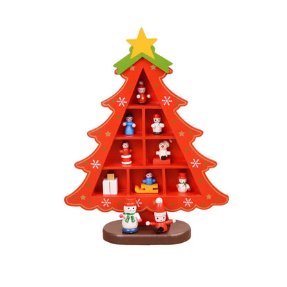 Christmas Decorations Wooden Christmas Tree Creative Scene Layout Ornaments Three-dimensional Red Xmas Table Desktop Decoration