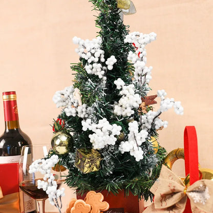 Christmas Berries Branch Fake Plants Flowers Artificial White Holly Berry Stamen Wreath Ornaments for Xmas Tree Party Home Decor