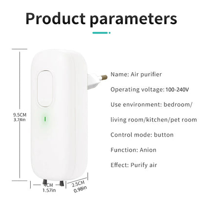 Plug-in Mini Anion Air Purifier Purification Air Freshener Ionizer Cleaner Dust Remover Toilet Deodorant