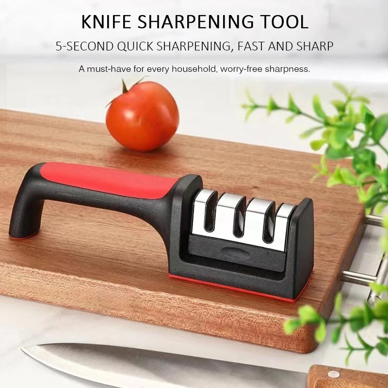 Kitchen 3/4-Segment Knife Sharpener Household Multi-Functional Hand-Held 3/4-Purpose Black Sharpening Stone