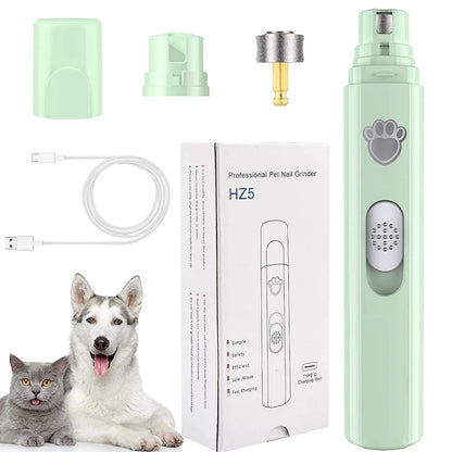 Electric Dog Nail Grinder with Polisher Wheel LED Light Pet Nail Clipper USB Rechargeable 2-Speed Pet Nail Trimmers for Cat Dog