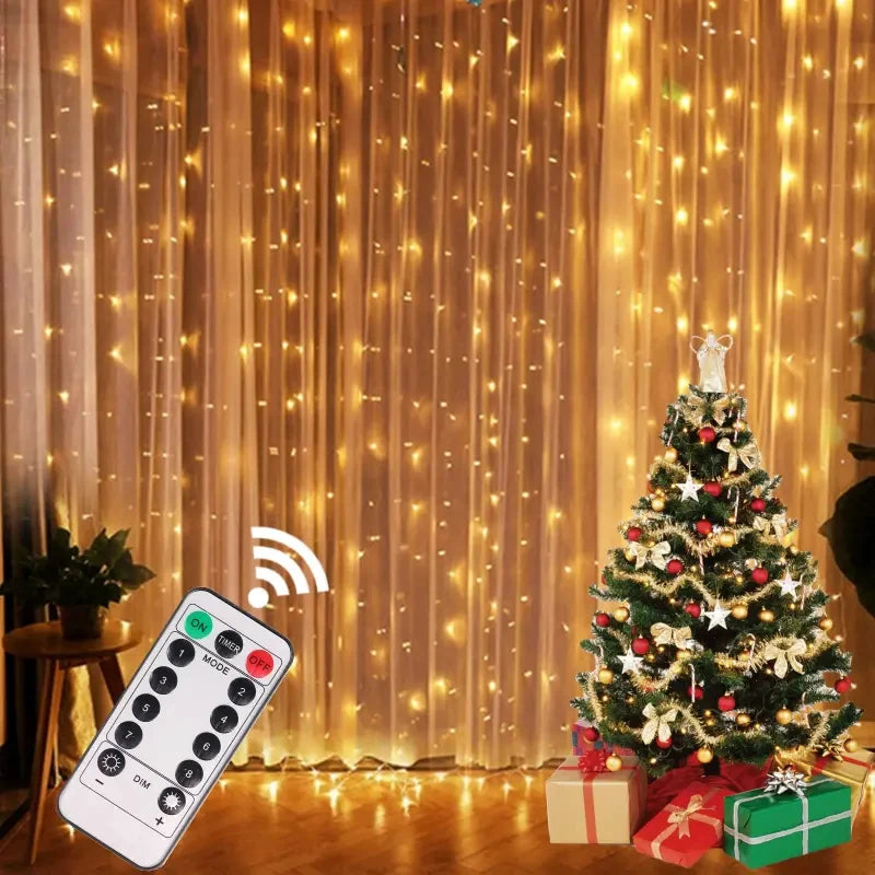 3x3m Curtain Garland on The Window USB Power Fairy Lights Festoon with Remote New Year Garland Led Lights Christmas Decor