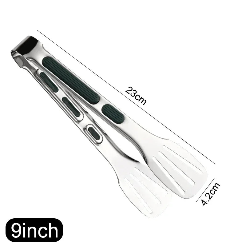 7/9/12inch Stainless Steel Food Clip Non Slip BBQ Tongs Silicone Non-slip Handle Meat Salad Bread Clip Home Kitchen Baking Tool