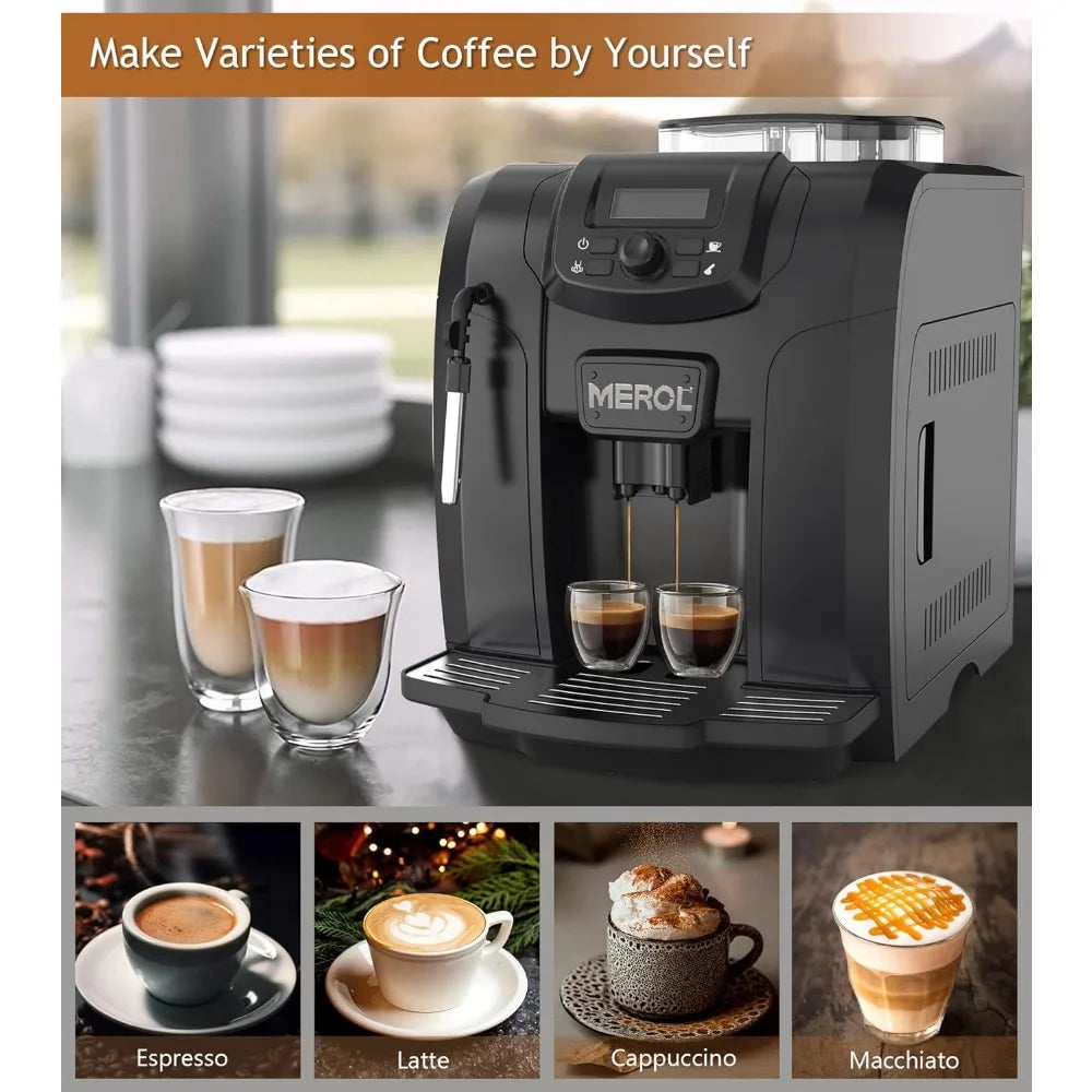 Automatic Espresso Coffee Machine, 19 Bar Barista Pump Coffee Maker with Grinder and Manual Milk Frother Steam Wand