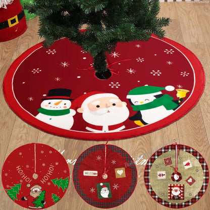 60Cm Christmas Tree Skirt Red Christmas Tree Foot Cover Santa Claus Snowflake Christmas Tree Carpet Base Mat Decorations