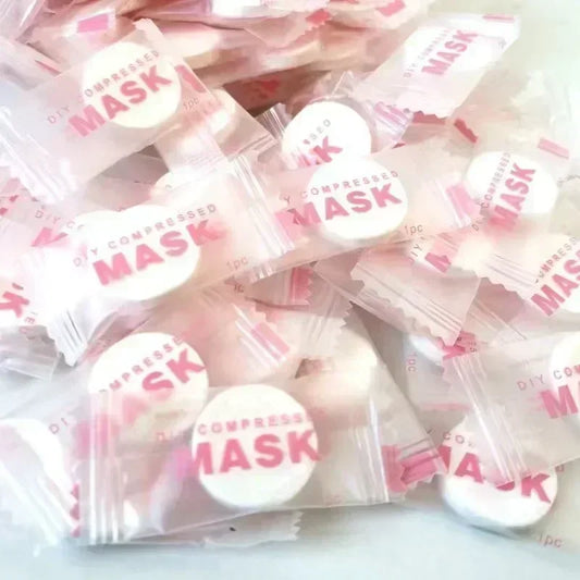 100pcs Disposable Compressed Facial Mask Portable Travel Non-woven Face Mask Skin Care Cotton Wrapped Masks Paper