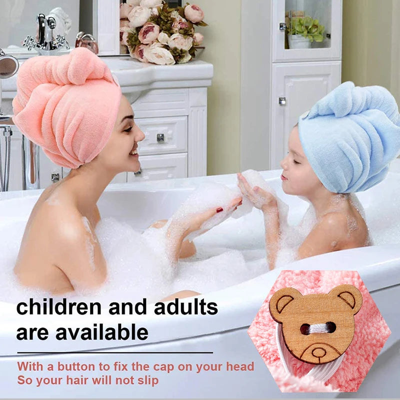 Microfiber Hair Towel,Premium Anti Frizz Hair Drying Wrap for Women & Men  Dry Hair Hat,Super Absorbent,Wrapped Bath Cap