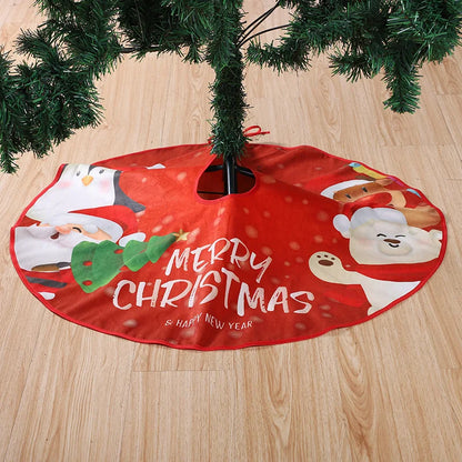 Christmas Tree Skirts Santa Claus Snowflake Printed Xmas Tree Bottom Decor Mat Merry Christmas Home Party Supplies Decoarations