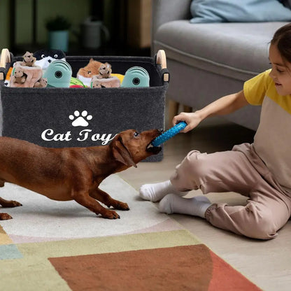 Pet Toy Storage Box Large Capacity Pet Toy Storage Box Lightweight Flexible Organizer for Toys Coats Blankets Cat Toy Organizer