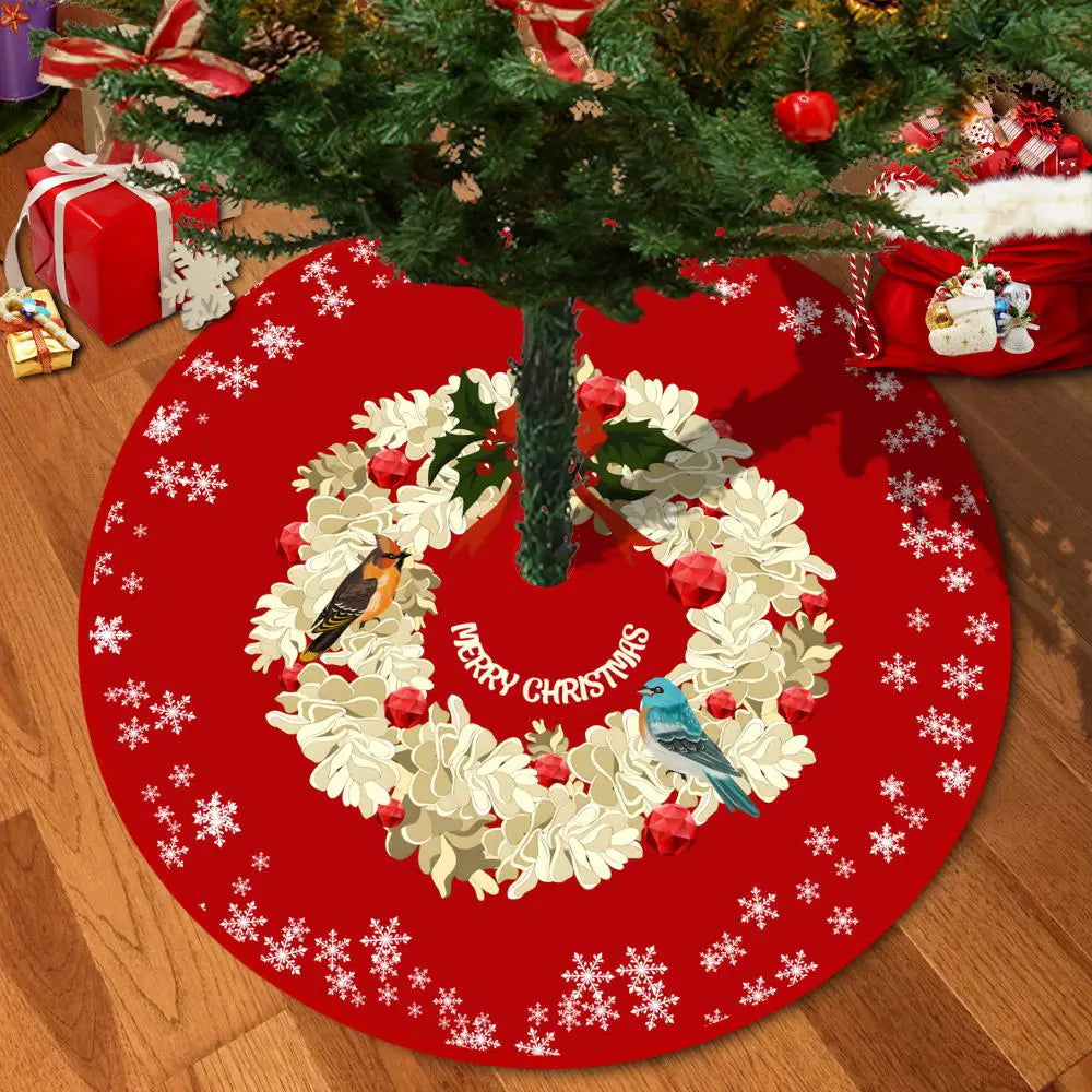 72/92/122Cm Christmas Tree Skirt Red Christmas Tree Foot Cover Santa Claus Snowflake Christmas Tree Carpet Base Mat Decorations