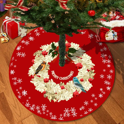 72/92/122Cm Christmas Tree Skirt Red Christmas Tree Foot Cover Santa Claus Snowflake Christmas Tree Carpet Base Mat Decorations