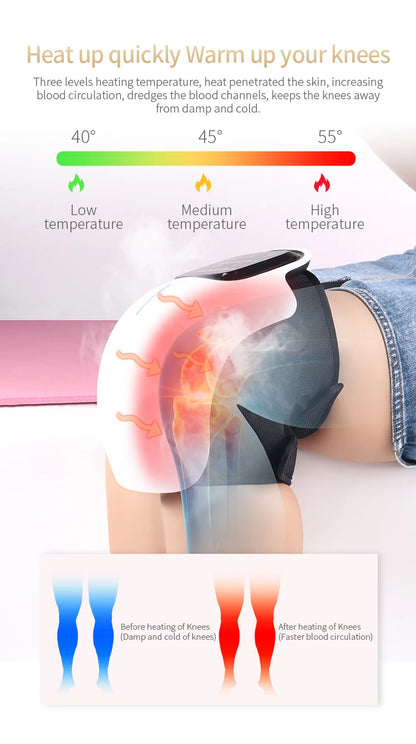 Knee Massager Infrared Heat and Vibration Knee Pain Relief for Swelling Stiff Joints Stretched Ligament and Muscles Injuries