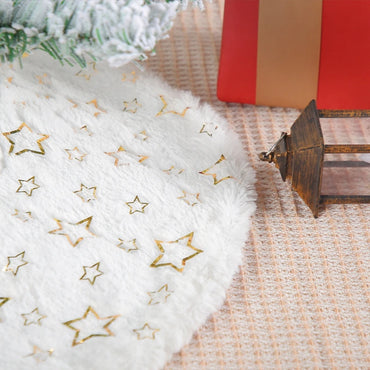 Mini 40cm Christmas Tree Skirt Desktop Xmas Tree Snowflake White Fur Base Mat Carpet Christmas Decorations