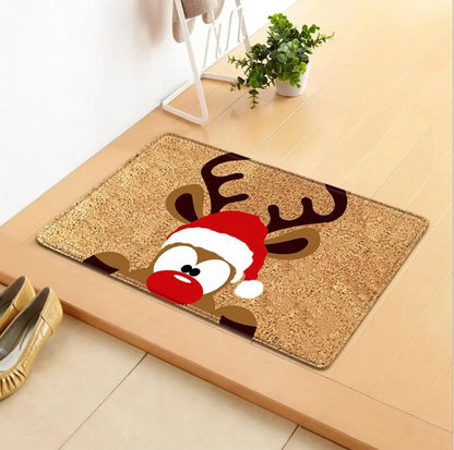 Christmas Decorations Doormat, Merry Xmas Gnomes Elk Rug Indoor Outdoor Entrance Carpet Holiday Home Decor Door Mat