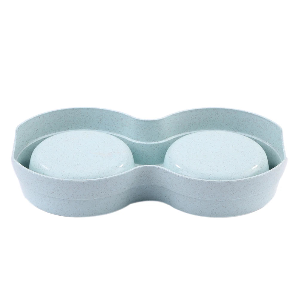 Double Pet Food Bowl Dogs Cats Feeding Drinkware Dish Feeder Cat Puppy Drinking Water Feeding Dog Accessories Feeding Supplies