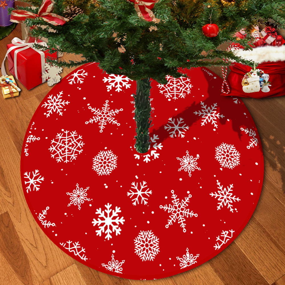 72/92/122Cm Christmas Tree Skirt Red Christmas Tree Foot Cover Santa Claus Snowflake Christmas Tree Carpet Base Mat Decorations